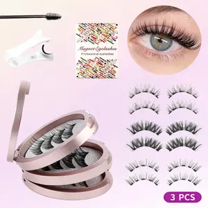 Magnetic Eyelash Set - Reusable, adhesive-free false eyelashes with applicator, alcohol-free materials, professional eye makeup tools Volumized Natural False Eyelashes No Glue Eyelashes Natural Look Fluffy Eyelashes