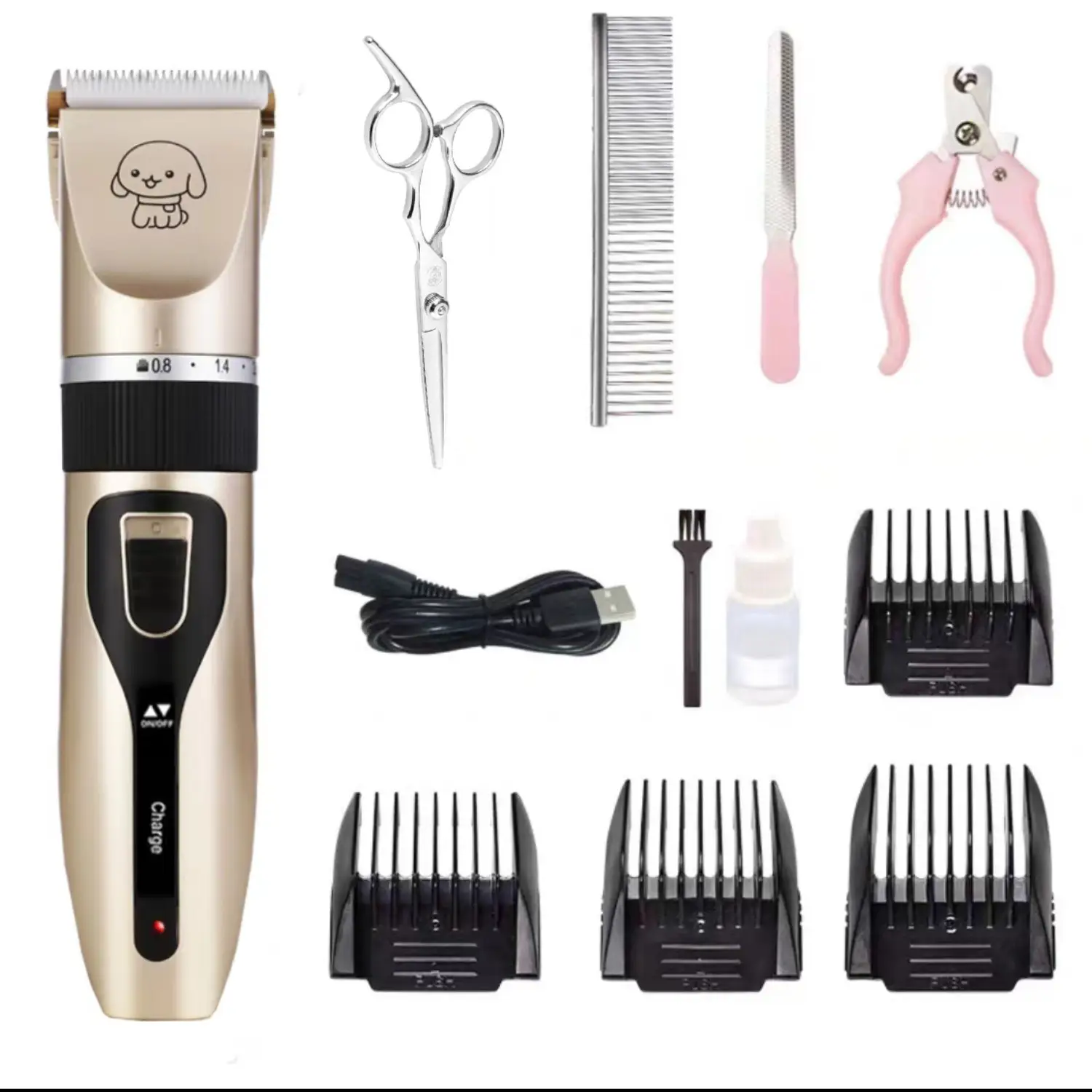 Pet Hair Trimmer Kit, Rechargeable Cordless Electric Quiet Dog Shaver Clippers Set for Dogs, Cats, Low Noise Grooming Kit, with Detachable Combs, Wate