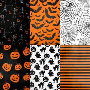 120 Sheets Halloween Tissue Paper 14"X20" Black Orange Wrapping Paper with  Pumpkin Bat Spider  Art Packing for Halloween Birthday Party  Bag DIY Crafts (6 Patterns)