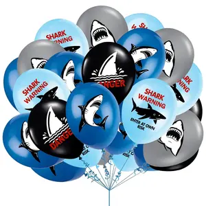 40 Pcs Shark Birthday Balloons Shark Party Balloons Shark Birthday Decorations Blue Ocean Balloons Shark Party Supplies, Shark Birthday Party Supplies