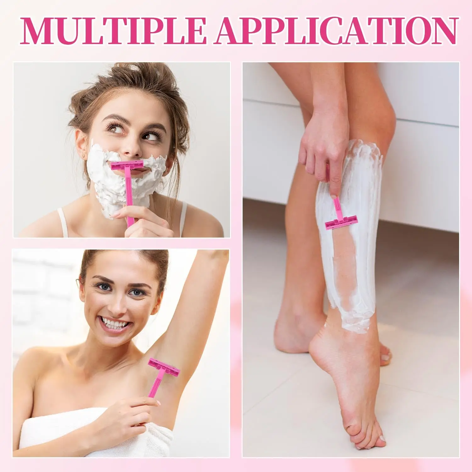 30 Count Women's Disposable Razors, Twin Blade Shaving Razor Pink Stainless Steel for Men Women Camping Traveling Home - Comfort