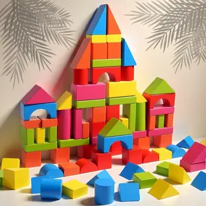 82-Piece Colorful Stem Building Blocks Set, Early Education Wooden Toy for Kids, Geometric Shape Recognition, Creative Play, Perfect Gift