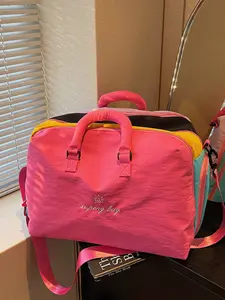 Dopamine Colorblock Travel Bag, Large Capacity Lightweight Waterproof Handheld Shoulder Bag, Short Trip Gym Maternity Essential