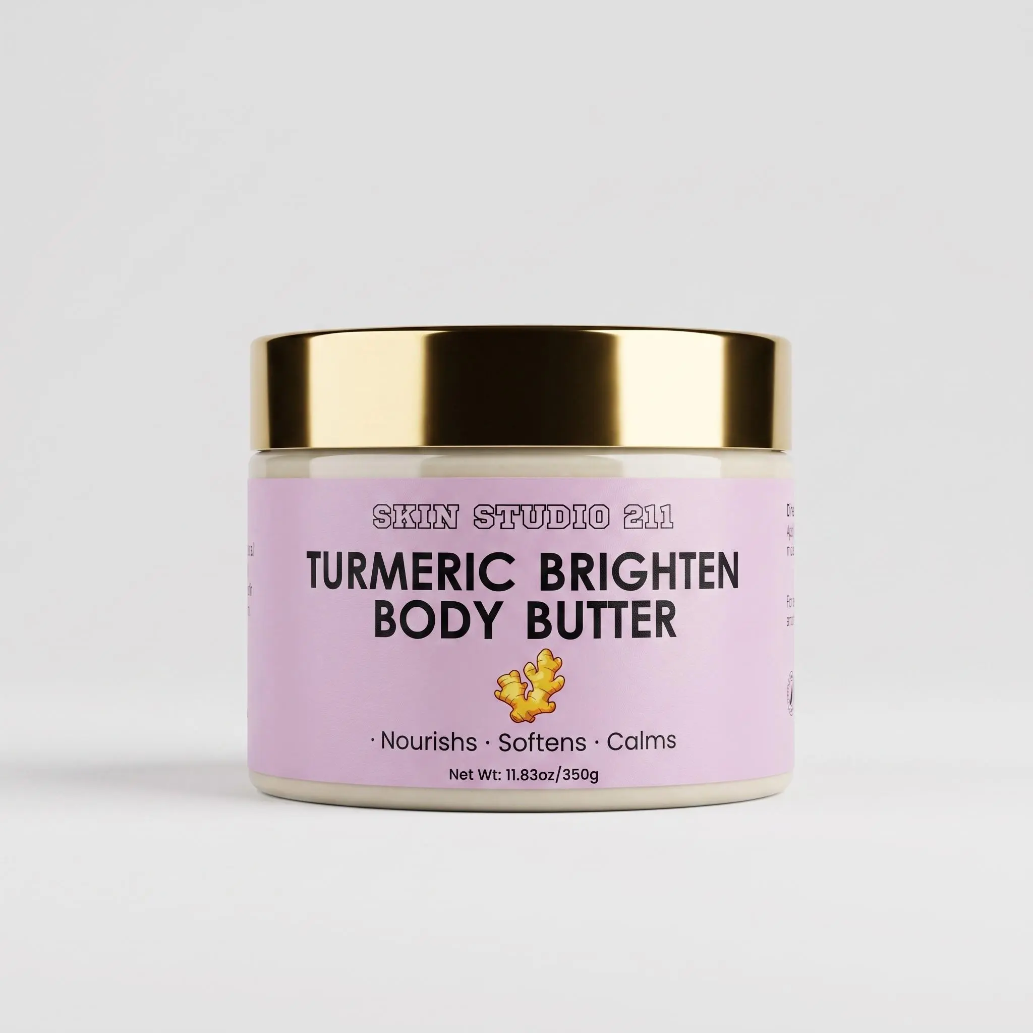 Skin Studio 211 Turmeric Brighten Body Butter – Ultra-Nourishing & Soothing Body Cream (11.83 oz / 350g)