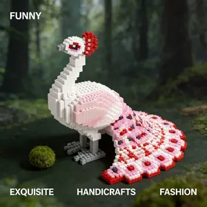 1842pcs Peacock Series Building Blocks Set, Creative DIY Toy Decorations, Handmade Art Craft, Desk Home Living Room Decoration