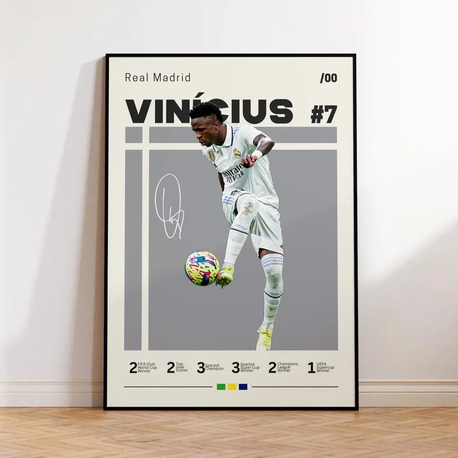 Vinicius Junior Poster, Real Madrid Poster, Vini Fan Gift, Sports Poster, Football Player Poster, Soccer Wall Art, Sports Bedroom Posters V2