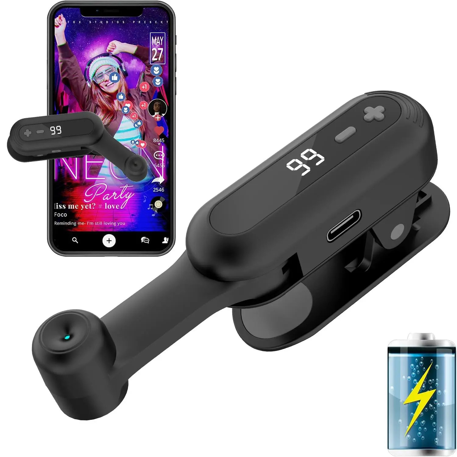 Portable Auto Clicker for iPhone iPad Android Built-in Battery with Strong Battery Life Hands-Free Silent Operation Handy, Auto Tapper for Tiktok Live，Gaming,Likes & Reward Tasks