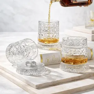 360° Spinning Crystal Whiskey Wine Glass Star-Cut Luxury European Barware Stress Relief Gift Cup for Elegant Drinkware