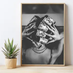 Black and White Black Woman Wall Art, Girl Art Print, Fashion Trendy Poster, Money Art, Modern Woman Art for Home or Office Decor