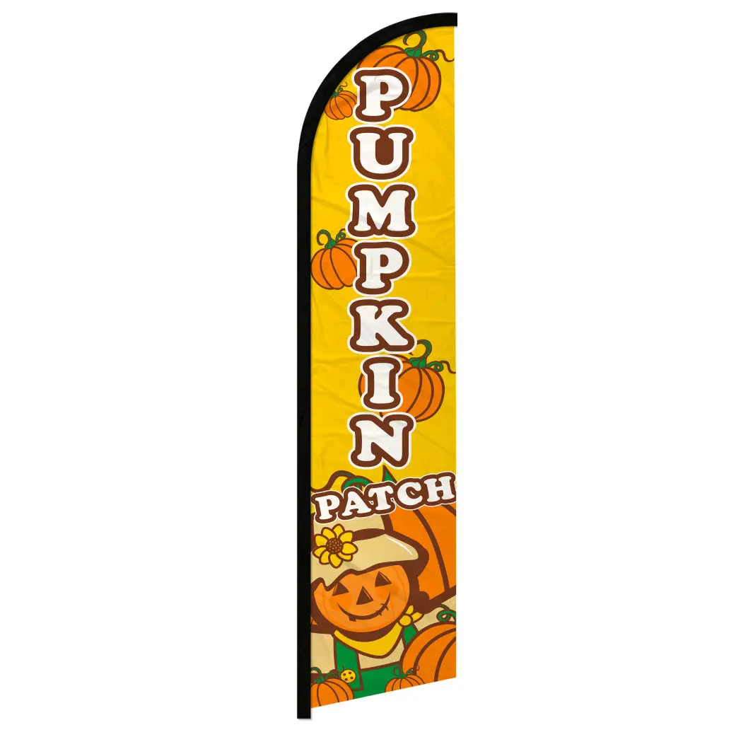 Windproof, Wear-Resistant Patterned Full Curve Pumpkin Patch Banner Flag - Durable Polyester Single Flag with Bold Print, Easy-Install Outdoor Backdrop for 4th of July, Home Supplies, Attract Walk-In Customers, Pole & Ground Spike Sold Separately, Pole An
