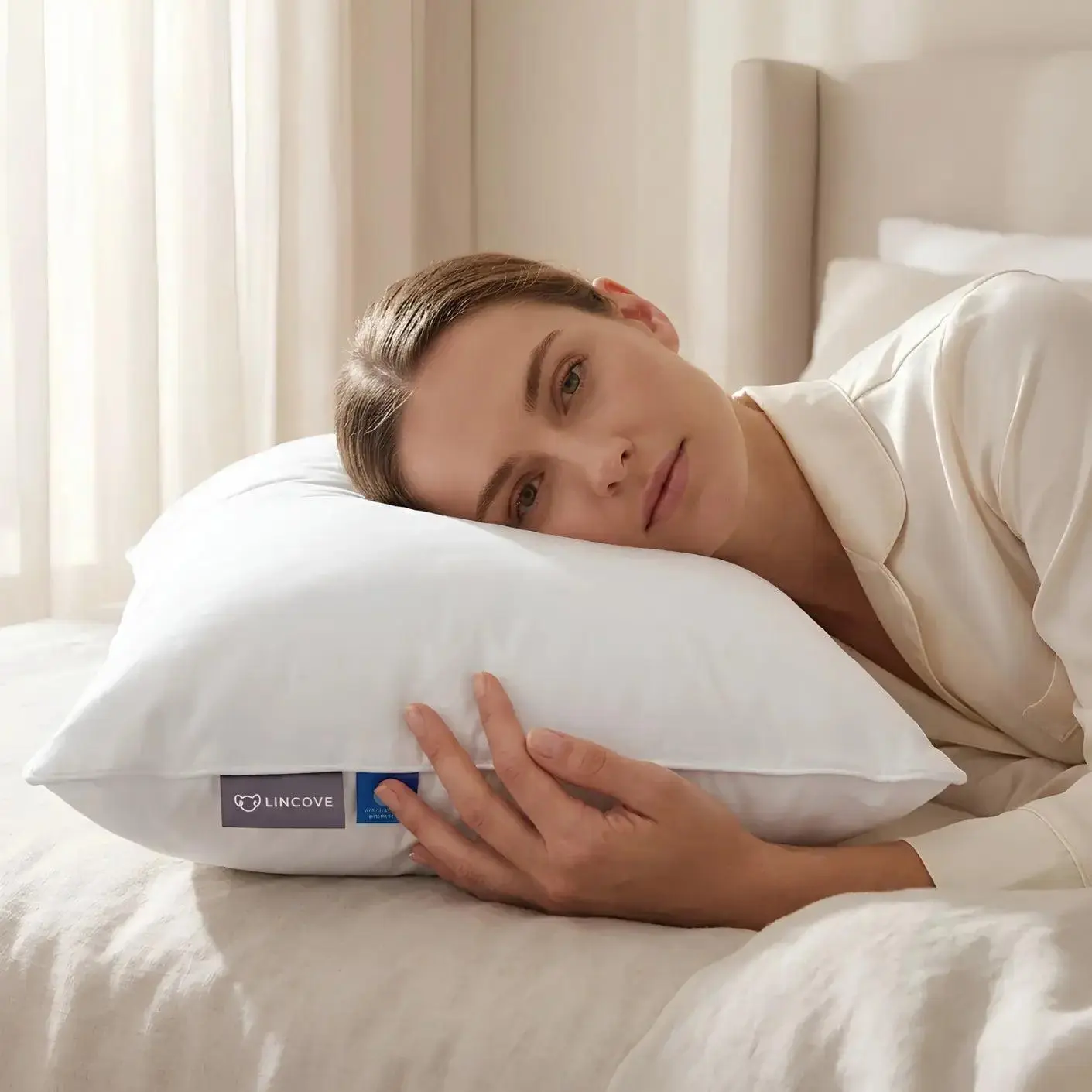 Original European Down Pillow - Set of 2 Premium Memory Foam Organic Cotton