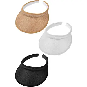 3 Pcs Kids Visor Sun Hats for Girls Boys, Adjustable UV Protection Athletic Sports Hats for Children Summer Large Brim Visor Cap for 2-7 Years Old, White Khaki Black