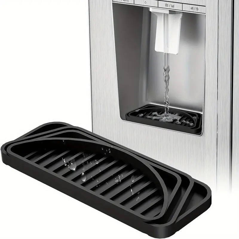 Refrigerator Drip Tray Collector, MultipurposeNon-slip Splash Proof Cuttable Refrigerator Drip Tray,Silicone Fridge Splash Pad for Refrigerator, Ice and WaterDispenser, Dorm Kitchen Appliances, Splash Guard Gutter