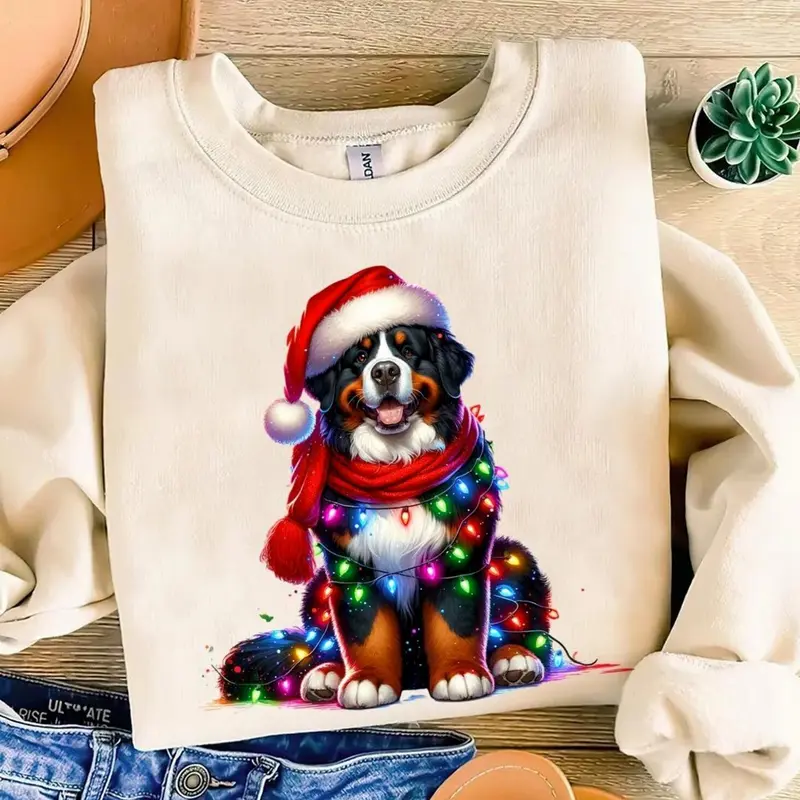 Bernese Mountain, Santa, Dog, Christmas, Dog Lover, Pet Gildan  Sweatshirt/Hoodie/T-Shirt Gift Unisex, for Men Women, Crewneck, Sweater,  Cute, Xmas, Adorable IF3 - TikTok Shop