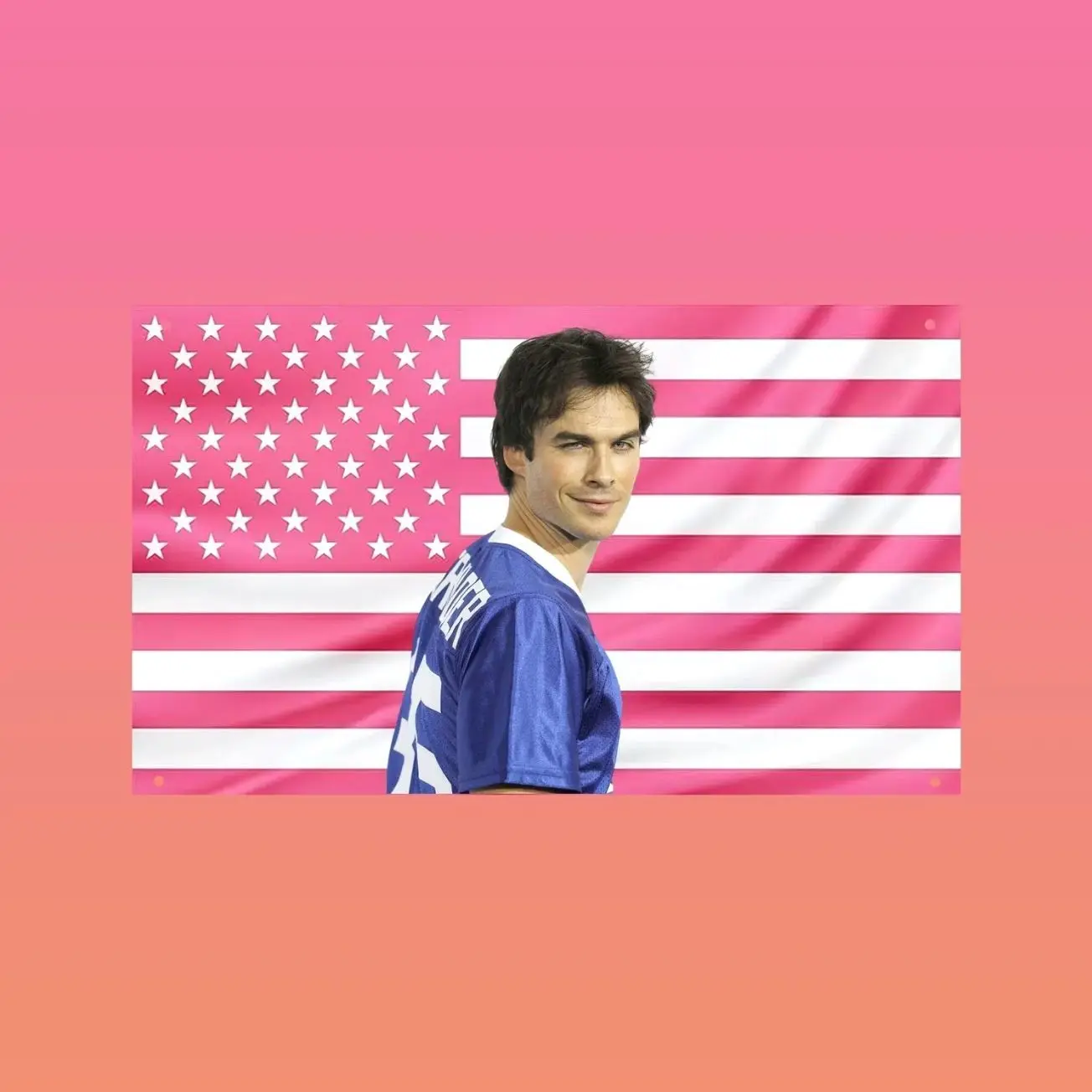 Damon Salvatore Pink US Flag – Ian Somerhalder Vampire Diaries Pink American Tapestry Dorm Frat Wall Decor