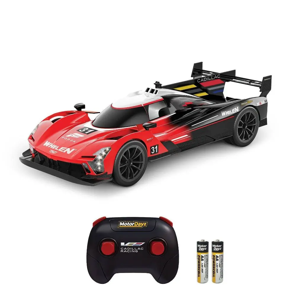 Motor Dayz RC 4x4 All-Wheel Drive Forza Cadillac V Series.R - 1:8 Scale Red, LED Headlights, USB Cable, Alkaline Power, Game Pass Trial