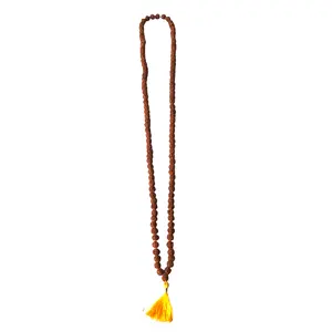 5 Mukhi Rudraksha Mala Necklace (108+1 beads with yellow tassel)