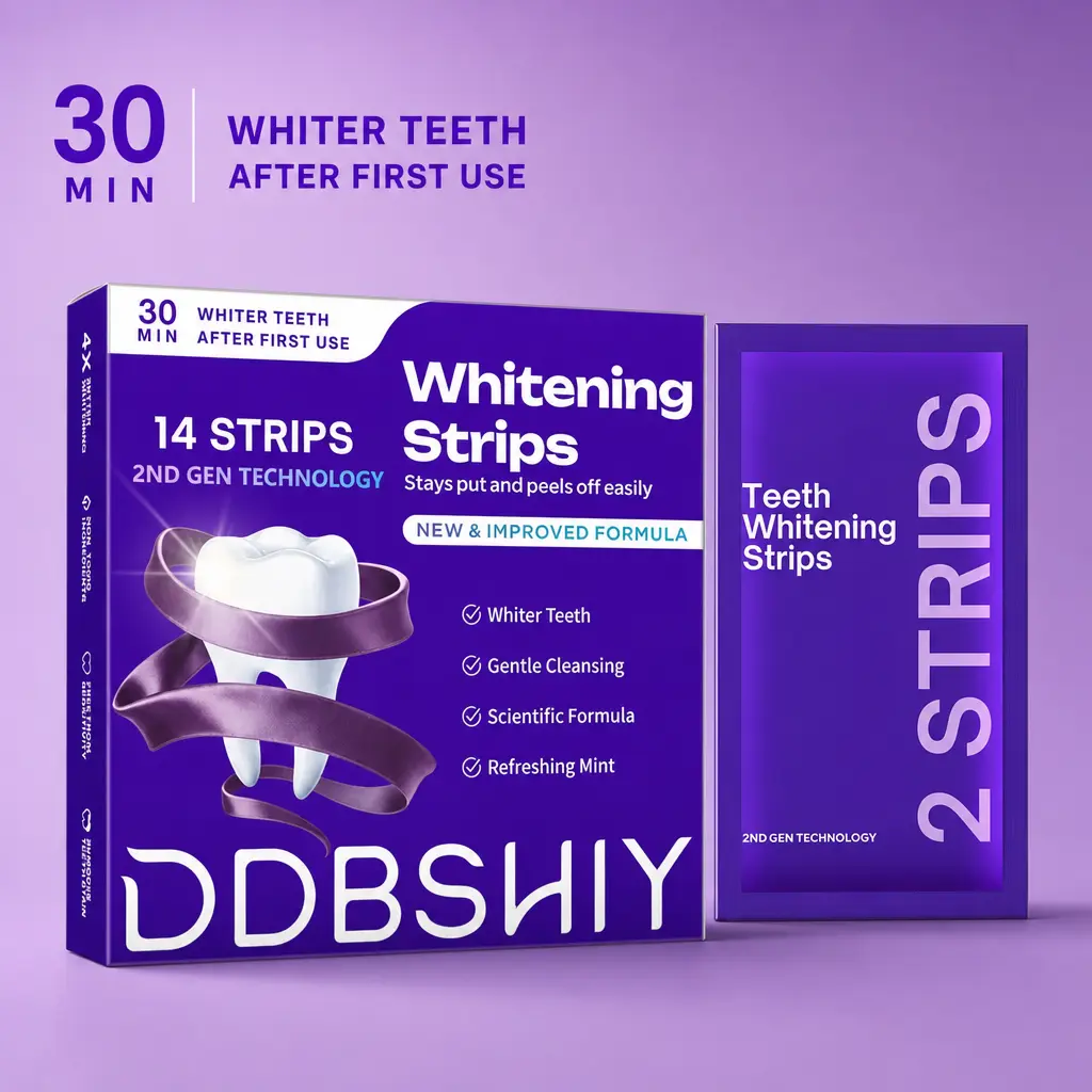 DDBSHIY 14 Teeth Whitening Strips 2nd Gen Technology 30 Min Whitener Gentle Cleansing Refreshing Mint Formula