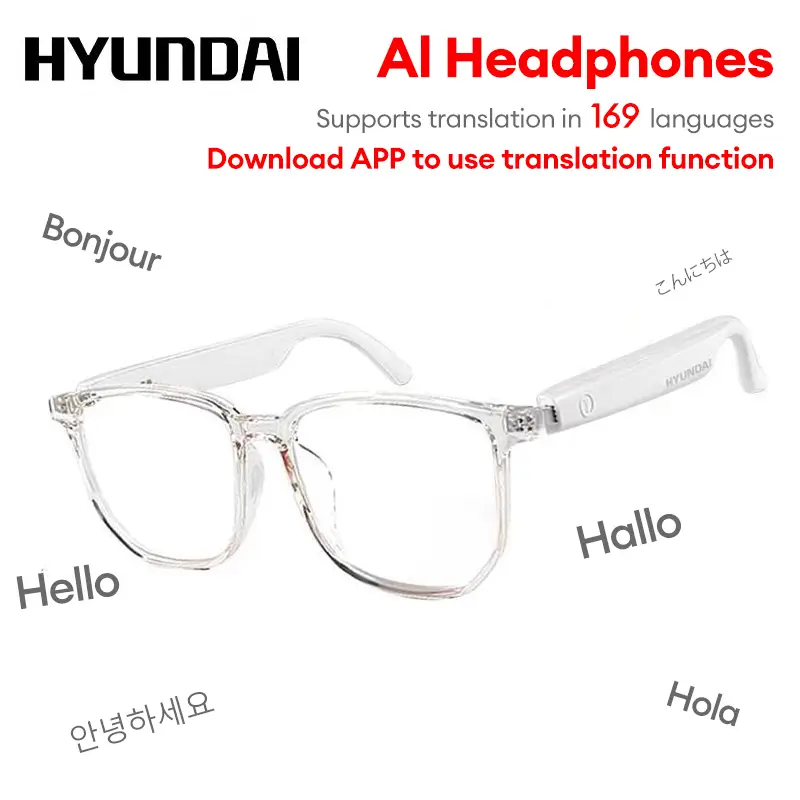 HYUNDAI C8 Pro AI Smart Glasses Wireless Headphone Smart Glasses For Listening To Music & Calling, Support 169 Languages Bluetooth Translation Audio &