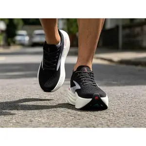 Black & White Ultra-Bounce Running Sneakers - Casual Streetwear Shoes for Everyday Wear & Outdoor Runs