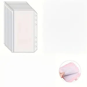 A6 Binder Pockets, 6-Hole Transparent Zipper Binder Pockets, Waterproof PVC File Bag, Plastic Budget Cash Envelope Binder Bag