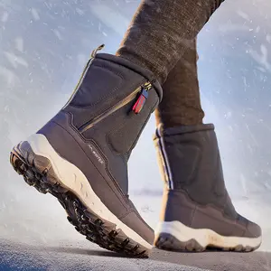 Men's & Women's Heavy-Duty Fleece-Lined Snow Boots - High Quality Non-Slip Ankle Boots with Zipper Closure, Thickened for Ice & Snow, Large Couple Sizes (Unisex Winter Shoes for, Outdoor, Cold Weather)