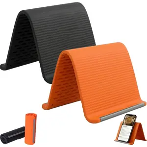 Flexible Silicone Aluminum Phone holder stand, Bendable Rollable Foldable Design, Universal Adjustable Anti-Slip Desktop Mount for Phone Tablet Laptop, Portable Ergonomic Holder for Home Office Travel-YY