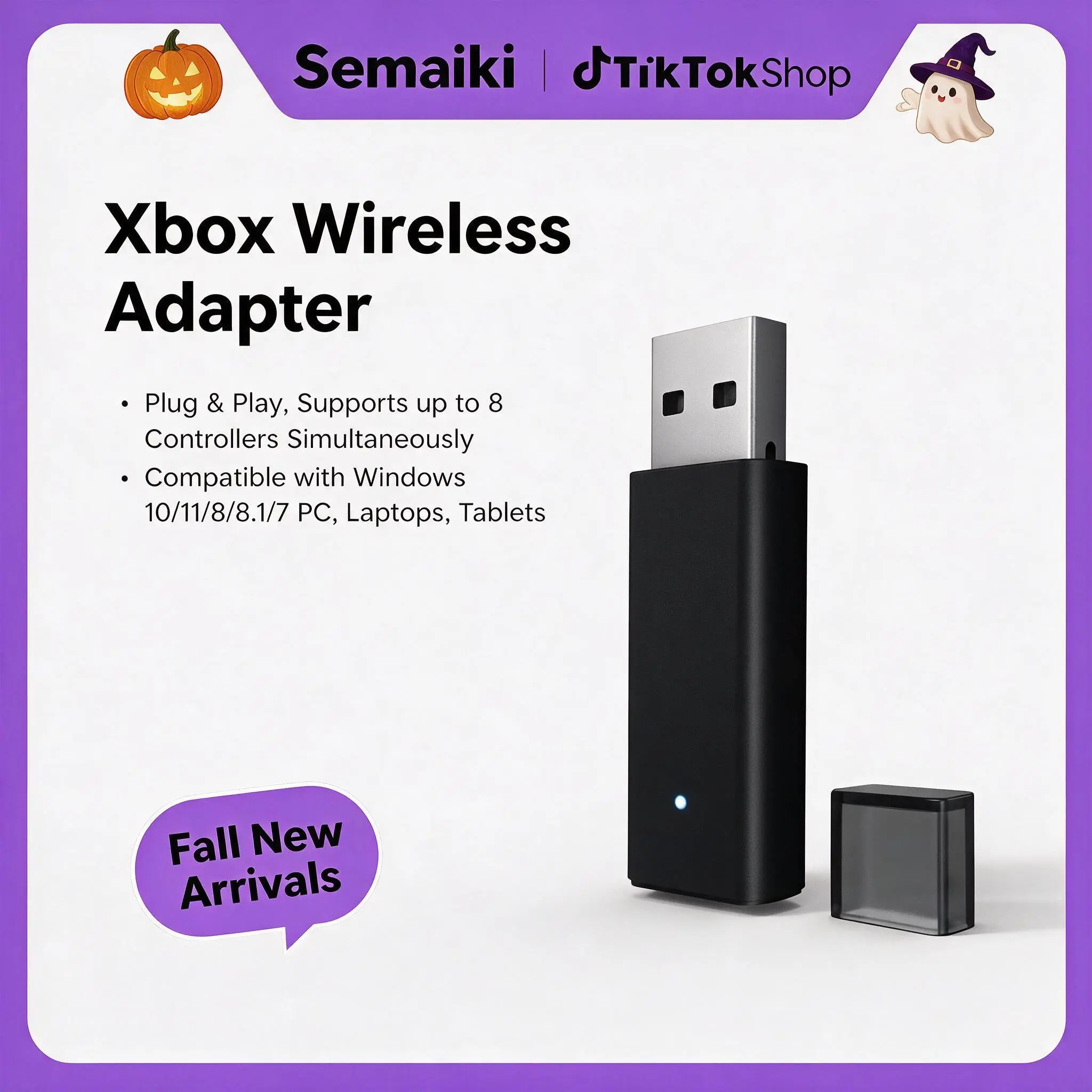 Xbox Wireless Adapter with Original Chip - Gaming Console Accessory, No Delay No Disconnection, Widely Compatible with Windows 10 PCs, Xbox 1, 1 X-S, Elite, Series X-S Controllers, USB Port Connection