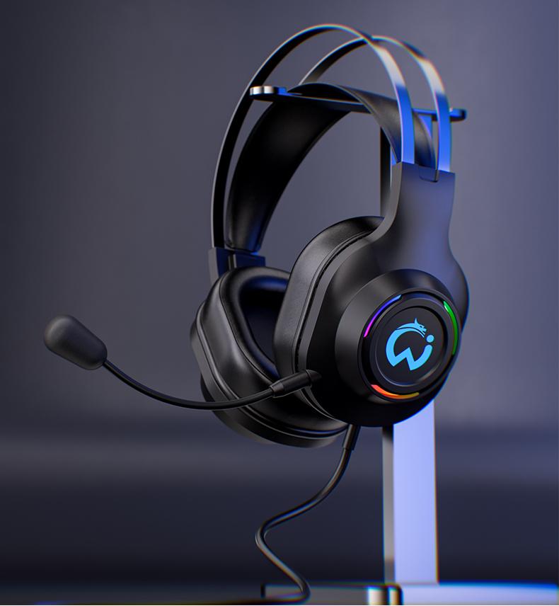 Stereo gaming headphones for PS4, PC, Xbox One, PS5 game console, PC and laptop, headphones with microphone, LED lights, 7.1 surround stereo, wired headphones, RGB lighting, USB-A, high-resolution studio monitoring/mixing/DJ stereo headphones