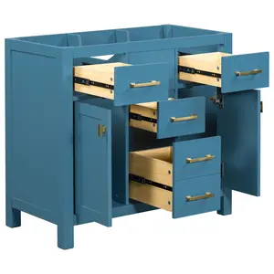 STUNNING 36" Bathroom Vanity - Modern Blue Storage Cabinet (NO SINK) - Ships FAST!