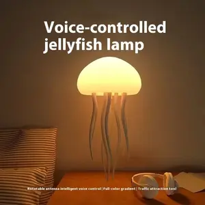 Jellyfish Design LED Lights for Bedroom, Voice-controlled Novelty Desk LED Light, USB Rechargeable RGB Color Changing Desktop Lamp, Cozy Lighting for Home Bedroom Living Room Decor, LED Lights, Modern Nighstand Lamps