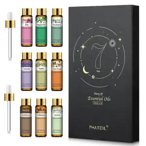 10ml Essential Oils Set, 9 Counts/set Scented Essential Oils Fragrance Oil Lavender Scent for Diffusers Humidifier Home Aromatherapy Massage Bath Soap Making, Summer for Gift