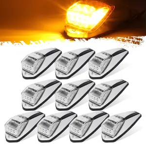 Partsam 31LED Amber Cab Light LED Top Roof Running Marker Lights for Peterbilt/Freightliner - Pack of 10