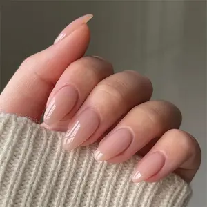 Glossy Drop Shaped French Solid Color Fake Nails with Jelly Glue & Rubbing Strip, 24pcs Artificial Full Covers Nail Art Kit, Gel Nail Stickers, Nail Art Diy