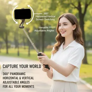 43.3 inch Retractable Selfie Stick With Remote , Sturdy & Stable Height Adjustable Multi-Angle Shot Tripod for Travel Vlogs & Outdoor Live Streaming. Compatible With IPhone/Android Smartphones，Mother's Day Gifts