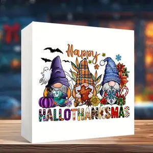 Desk Sign, 1 Count Funny Letter & Gnome & Bat Pattern Home Decoration, Holiday Ornament Suitable for Office Bar Cafe, Halloween