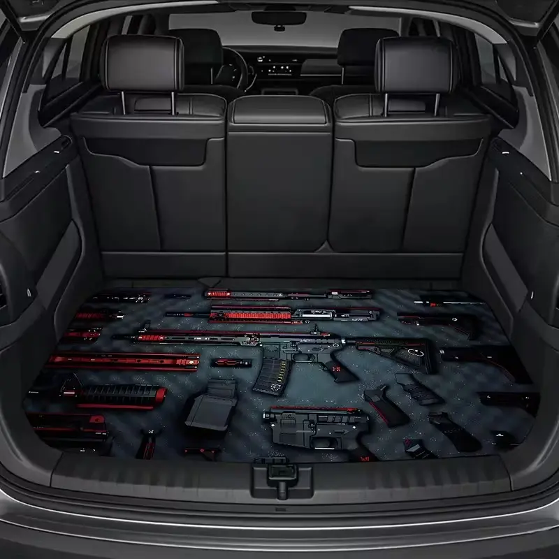Car Trunk Mat with Gun Design, Essential Travel Accessory, Fits Most Car Models, Elegant Interior Decor, Keeps Trunk Clean and Dry, Car Accessories