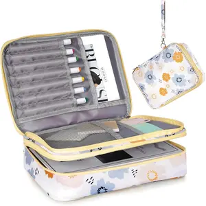 Bible Cover For Girls, Dual-Layers Bible Case For women, Large Bible Bag With Multiple pockets, Carrying Case For Bible Study, Sturdy Book Protector (Floral-Petal)