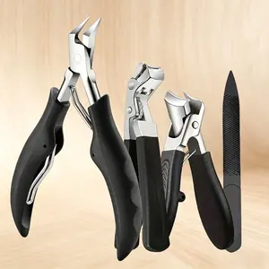 New Upgraded 4Pcs Professional Toenail Clippers Kit for Seniors, Ideal for Thick & Ingrown Toenails, Includes Straight & Angled Blades