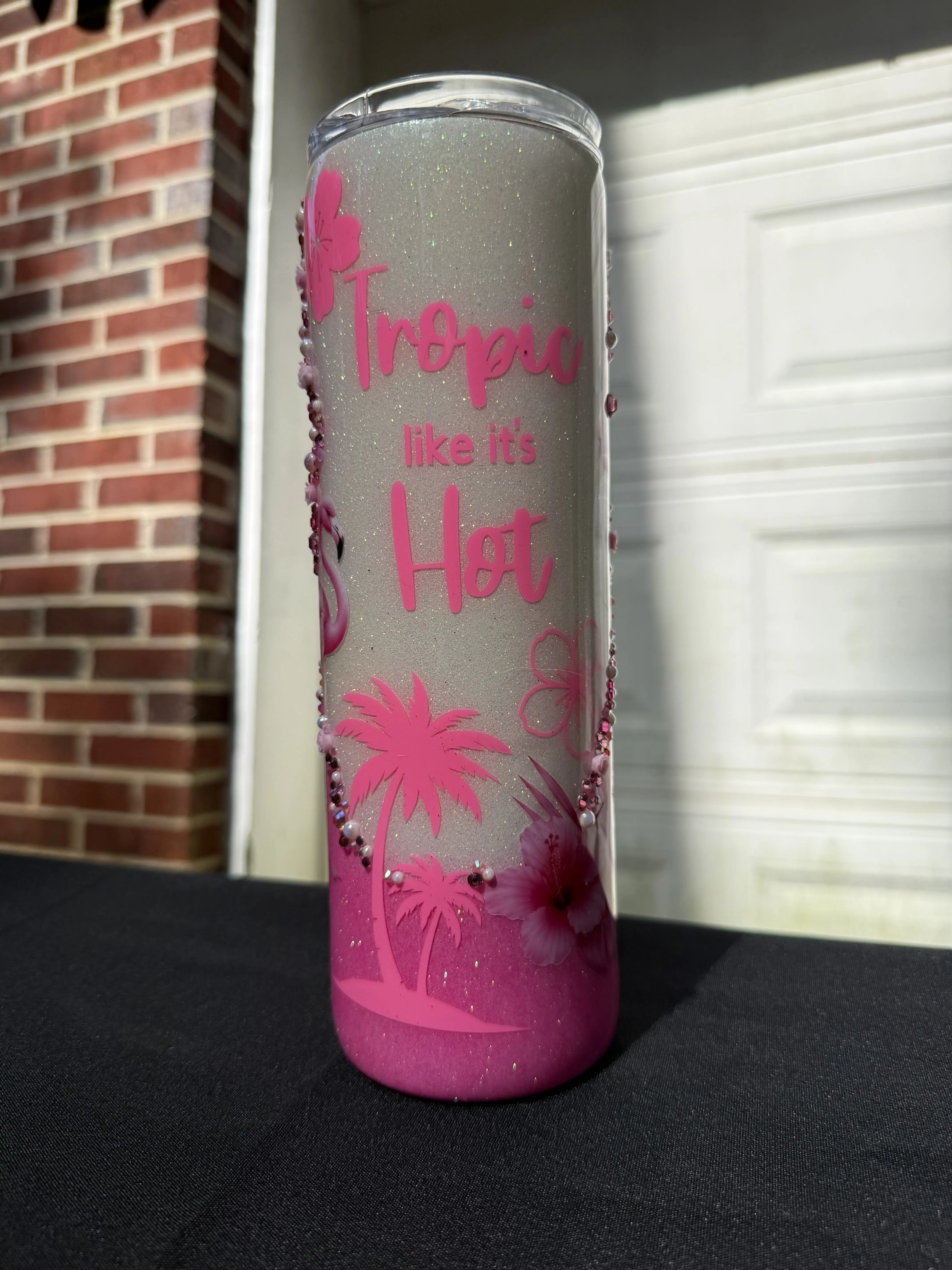 30 oz Tropic Like Its Hot Summer Flamingo Tumbler