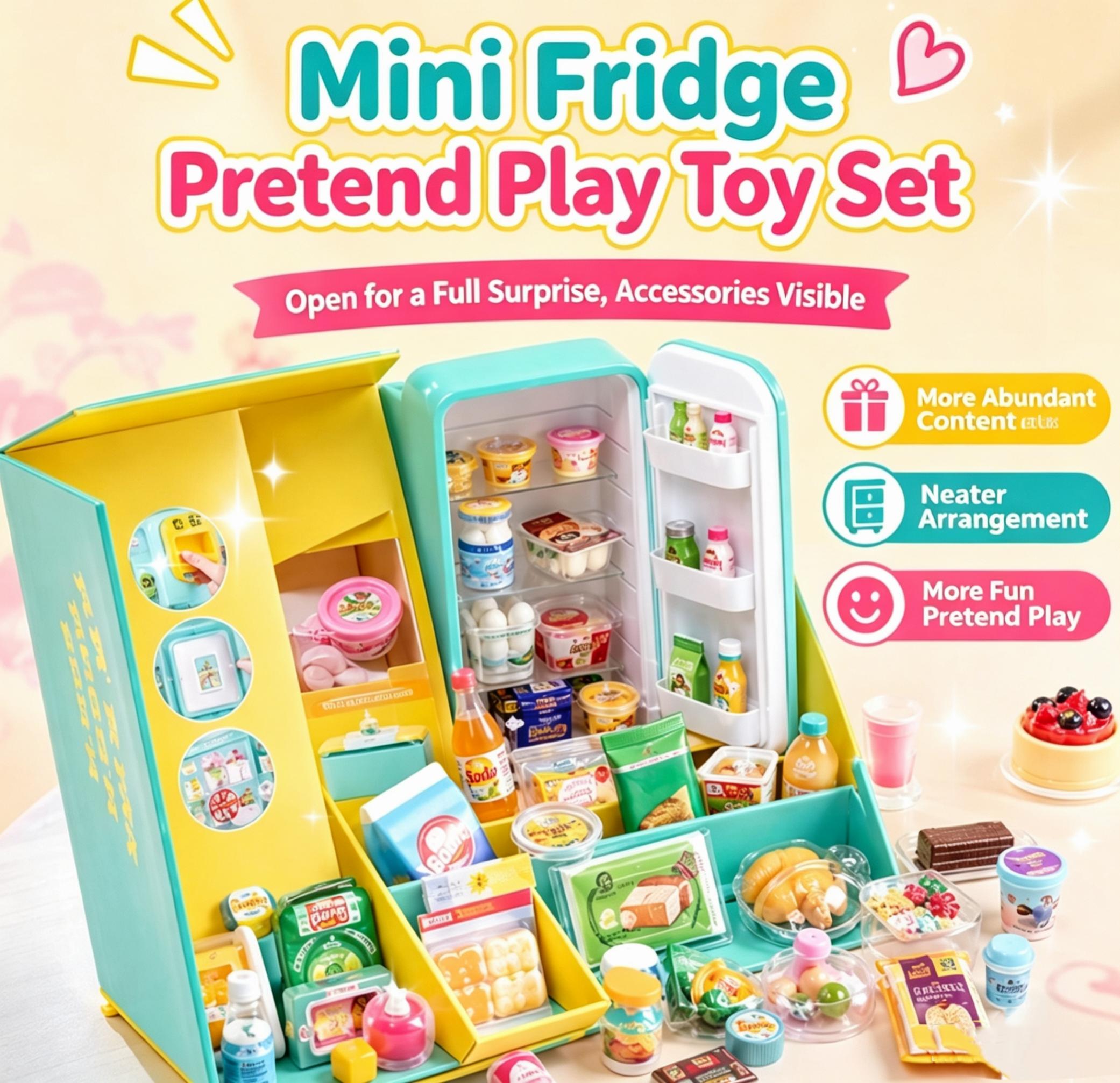 Mini Fridge Playset with Mini Brands Food Collection, Miniature Grocery Items Blind Box Toys, Realistic Mini Food Accessories, Fun Collectible Surprise Capsule Toy Set for Kids, Pretend Play Kitchen Fridge Toy Mini Fridge Playset with Mini Brands Food Collection, Miniature Grocery Items Blind Box Toys, Realistic Mini Food Accessories, Fun Collectible Surprise Capsule Toy Set for Kids, Pretend Play Kitchen Fridge Toy