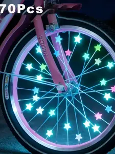 70 pieces of  luminous spoke bead hubcaps - featuring glowing star-shaped wheel decorations, suitable for night riding, various types of wheels, and as festive gifts for cycling enthusiasts, for maintenance and decoration