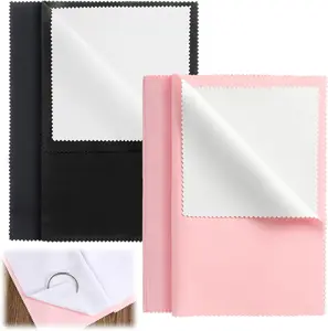 4 Pcs Jewelry Cleaning Cloths, Large 12"x9.8" Silver Polishing Cloth, Double-Sided Reusable Jewelers Cleaner Cloth for Gold, Silver, Platinum, Diamond, Watch, Coin