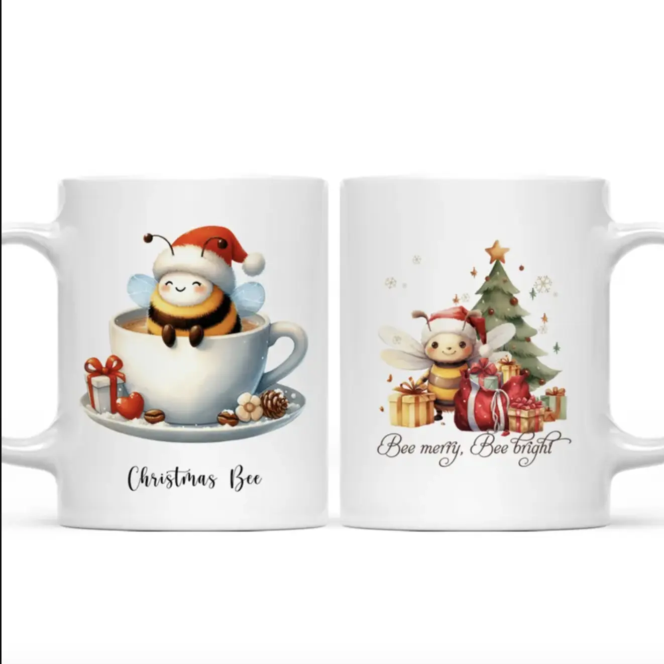 Gossby Chirstmas Bee Mug - Gift for Bestie, Family, Sister, Cousin, Friends, Lovers - 11oz - Washable, Drinkware Reusable Reuse