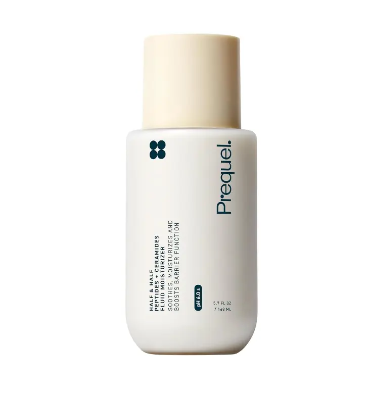 Prequel Skin Half and Half Fluid Moisturizer Face Cream. Lightweight Ceramide Peptide Lotion for All Skin Types, including Dry and Sensitive. Hydrating Facial Cream for Women and Men
