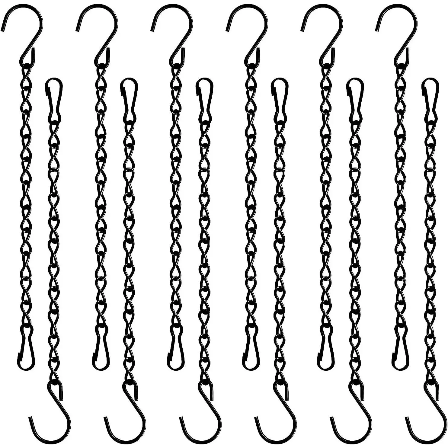 Heavy-Duty Black Synthetic Hanging Chains (12 Count, 9.5 in, 12 lbs per Chain) - Adjustable, Easy to Install for Bird Feeders, Flower Pots, Chalkboards, Billboards (Home & Garden Decor Supplies)