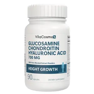 VitaCosmoX Glucosamine Chondroitin Hyaluronic Acid 700 MG - 90 Capsules for Height Growth & Bone Strength | Healthcare & Fitness