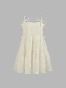 Cider Square Neck Solid Bowknot Babydoll Mini Dress