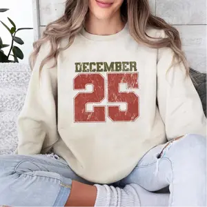 Retro Christmas Sweatshirt, December 25 Shirt, Holiday Clothing, Womens Christmas Shirts, Christmas Crewneck, Christmas Gift, Winter Sweater  08OCT25TT2