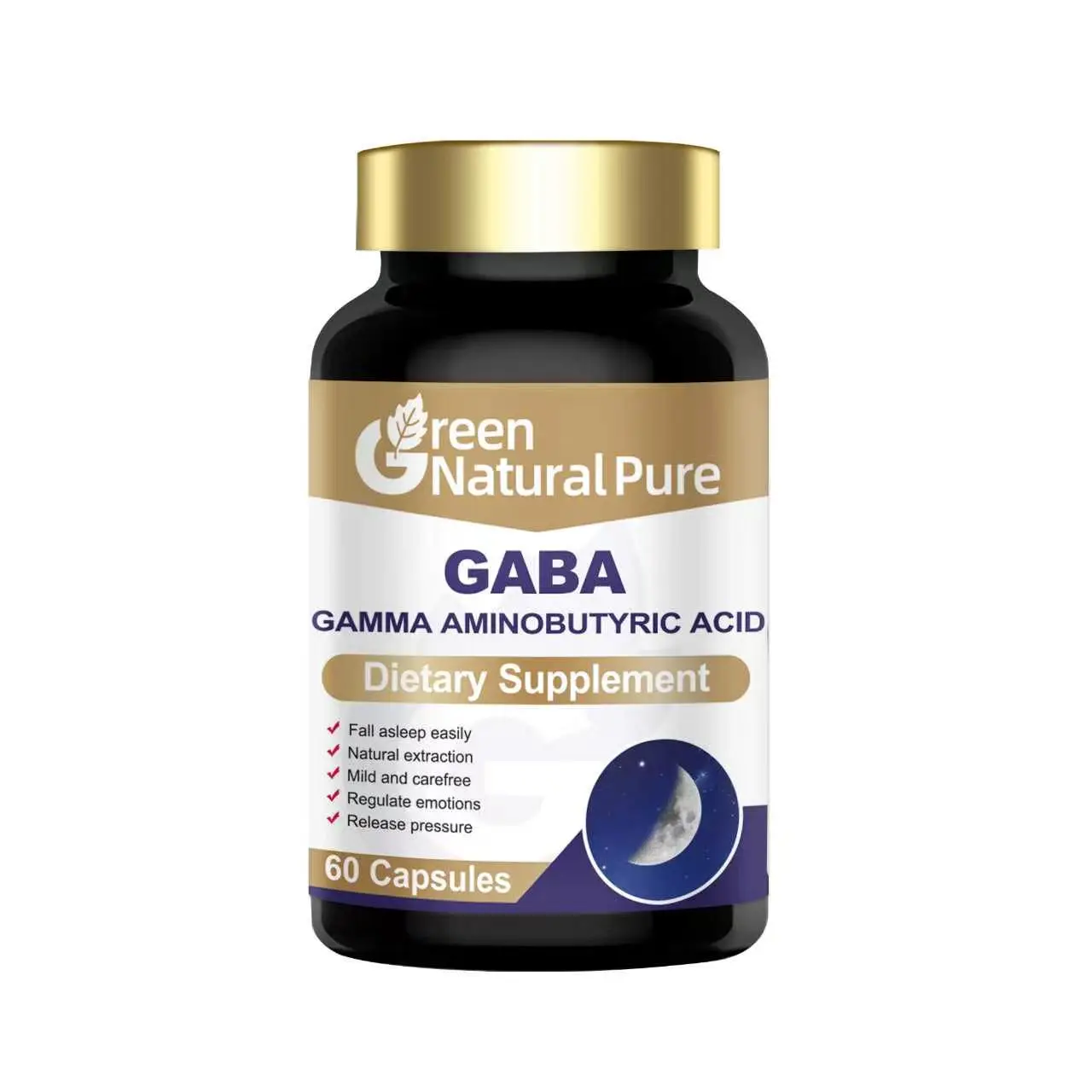 Green Natural Pure Sleep Aid Capsules — 60 Servings — GABA Capsules (Melatonin-Free) Herbal Dietary Supplement